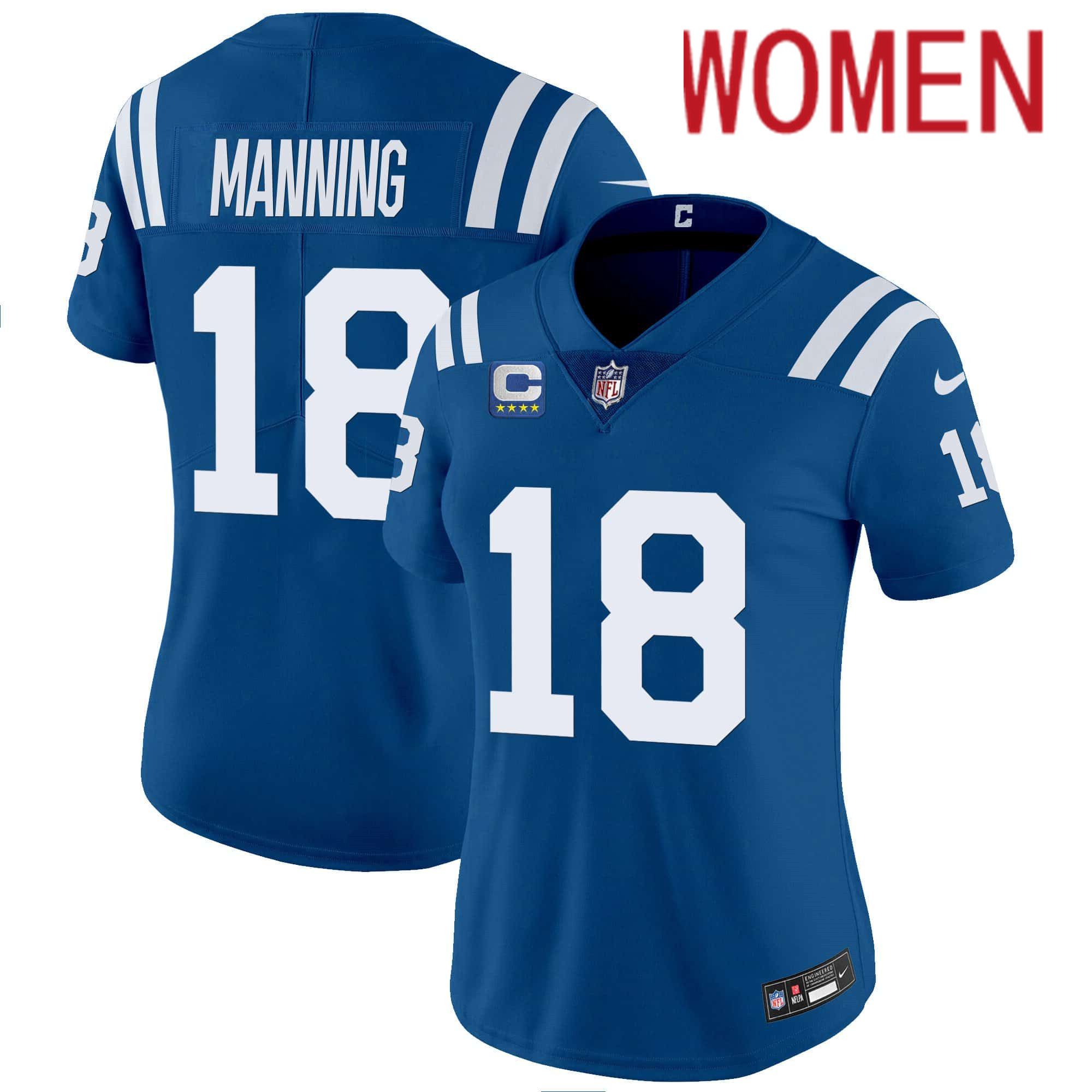 Women Indianapolis Colts #18 Manning Blue 2024 Nike Vapor Limited NFL Jersey